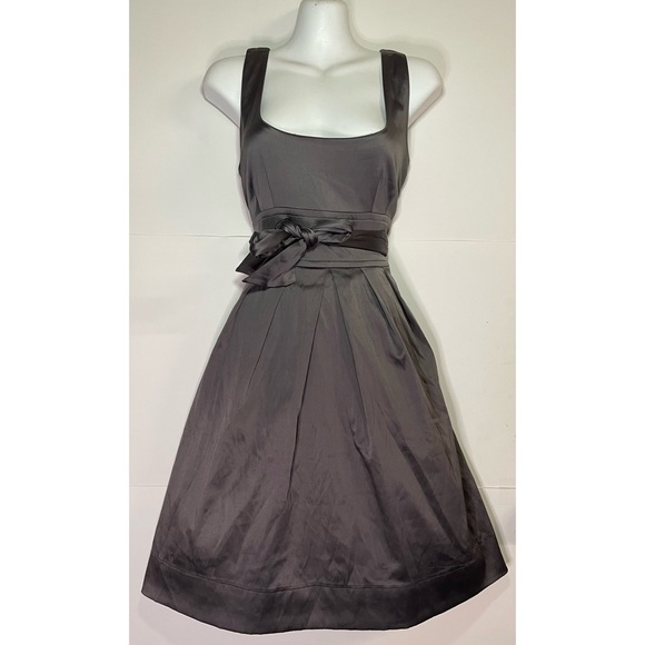 Teeze Me Dresses & Skirts - Teeze Me Junior’s Gray Satin Empire Waist Tie Sleeveless Cocktail A-Line Dress